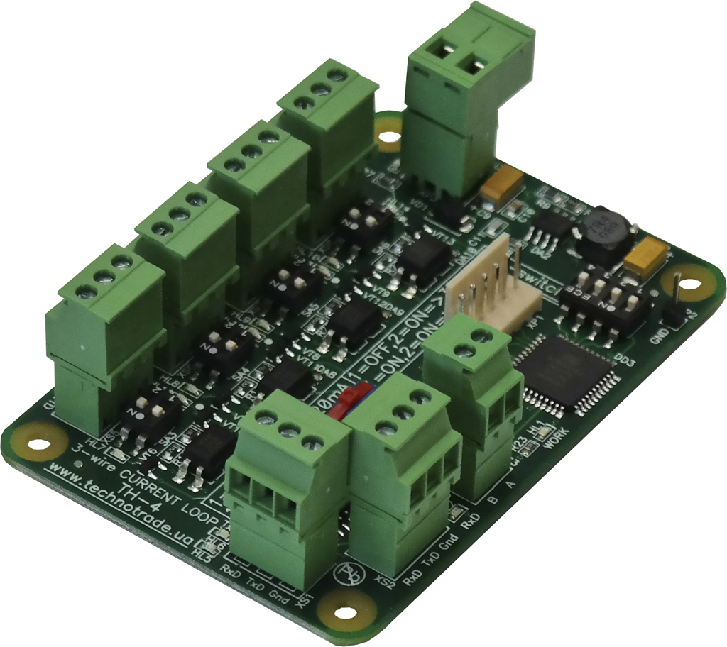 TH-4 interface converter PCB board with terminal blocks